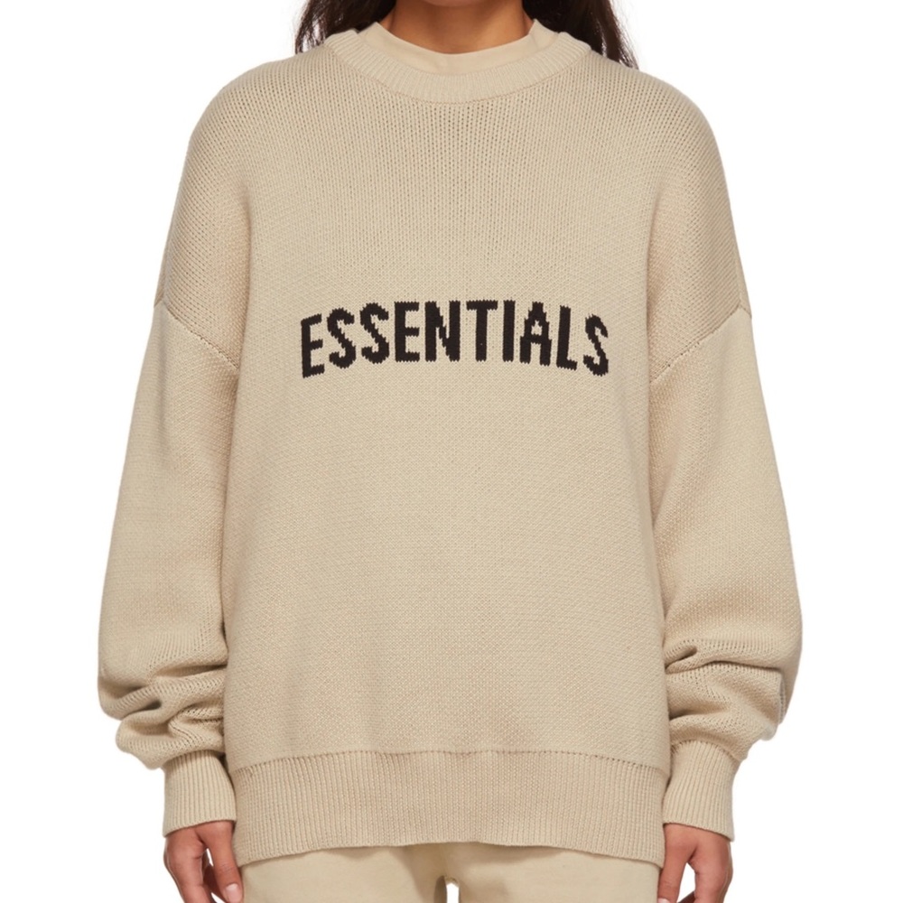ESSENTIALS Fear of God Knit Beige Pullover Sweater